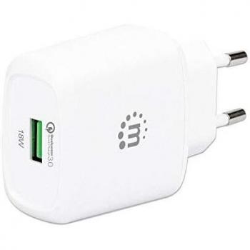 Cargador de Pared USB QC3.0 18W Carga Rápida Manhattan Blanco