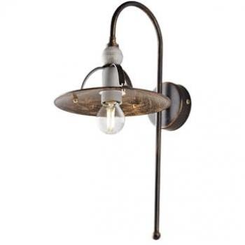 Aplique de Pared Industrial de Hierro Marrón y Dorado, Estilo Minimalista, 1 Luz, Dimensiones Mínimas 25x h38 cm