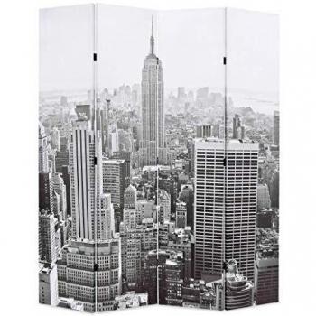 vidaXL Folding Room Divider 160x170 cm New York by Day Black and White