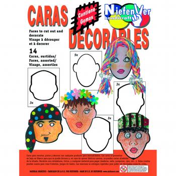 Careta Cartón Caras Decorables Pack 14