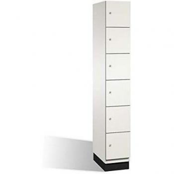 Armario de Compartimentos Bajo Llave C+P Cambio con Puertas HPL, 6 Compartimentos, Color Blanco
