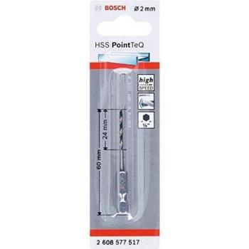 Broca HSS PointTeQ Hex 2 mm para metal, longitud 60 mm, Bosch