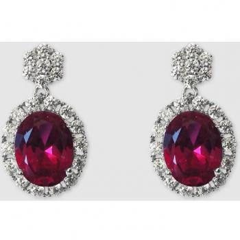 Pendientes Dada Burma vintage rojo con circonitas
