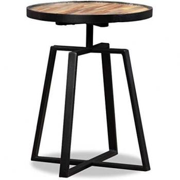 vidaXL Teca Mesita Auxiliar Redonda Madera Reciclada Mesa Mesilla Mueble Salón