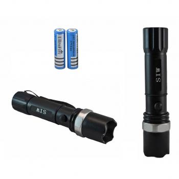 Lámpara profesional LED Linterna con 2 baterías por 6800 mAh cargador de red y cargador de coche Flashlight