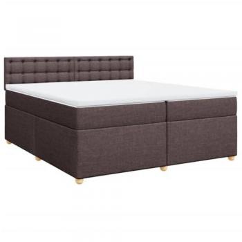 Cama Box Spring con colchón de tela marrón oscuro 200x200 cm