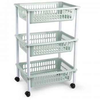 Carrito de compras con 3 cestas verde