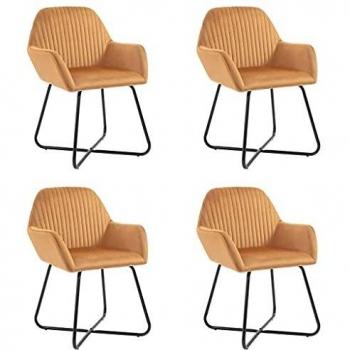 vidaXL Cream Velvet Dining Chairs Set of 4