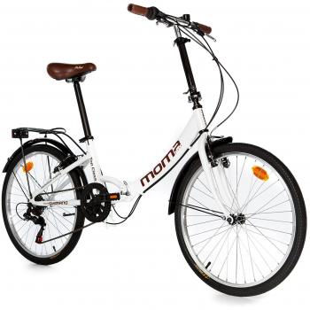 Moma Bikes Plegable Ruedas 24 Shimano. Aluminio Bicicleta, Unisex Adulto, Blanco