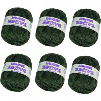 LA LANA ESTIVE 2206- PACK de 6 ovillos de 100grs cada uno para tejer. Color AZUL MARINO