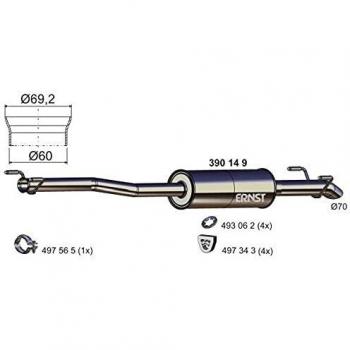 Silenciador intermedio ERNST 390149 para Mercedes-Benz A9064903101 y A9064904201