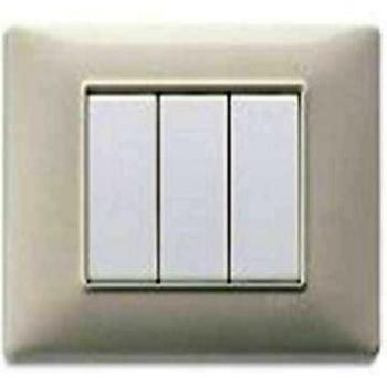 Placa Vimar Plana 3 Módulos Tecnopolímero Color Blanco Granito 14653.06