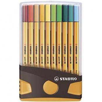 Rotulador puntafina STABILO point 88 - Estuche premium ColorParade gris y naranja - Con 20 colores