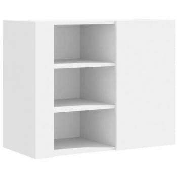 Armario de pared de madera de ingeniería blanco 75x35x60 cm, armario montado en la pared, armario flotante, armario de baño montado en la pared