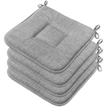 Set de 4 Cojines para Sillas de Cocina de Algodón Suaves y Lavables en Colores Pastel - Antracita