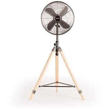 Ventilador de pie oscilante retro 80W - 3 velocidades - Flujo de aire 67 m³/h - Trípode plegable ajustable
