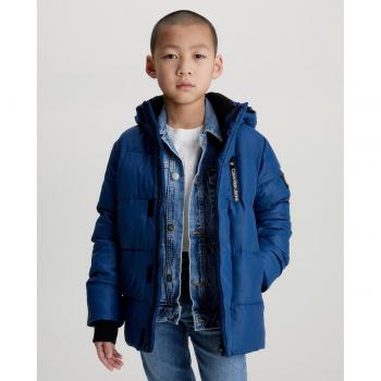 Calvin Klein - Chaqueta acolchada de niño azul con capucha