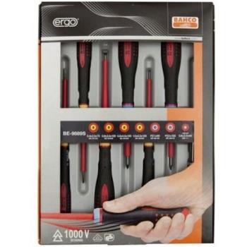 Bahco BE-9889S - Juego De Destornillador Es Ergo® Aislados 7 Pzs Con Tester Pz