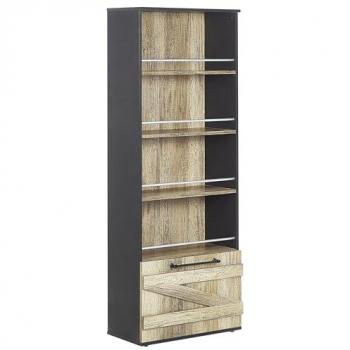 Estante rústico Beliani de madera clara y negro, 163 cm, tablero de partículas, con 4 baldas