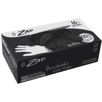 Zap Guantes de Nitrilo Talla Mediana, Negro - 100 unidades