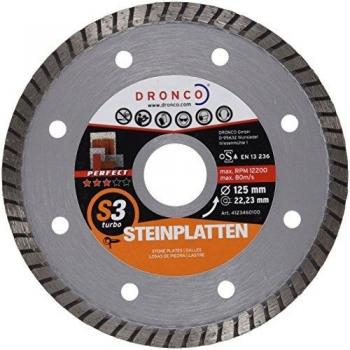 Dronco S3TURBO-125 Discos de Diamante, S3 Turbo, Placas de Piedra, Antes Turbof, 125 Mm Diámetro, 2.1 Mm Espesor, Diámetro Eje 22.23 Mm