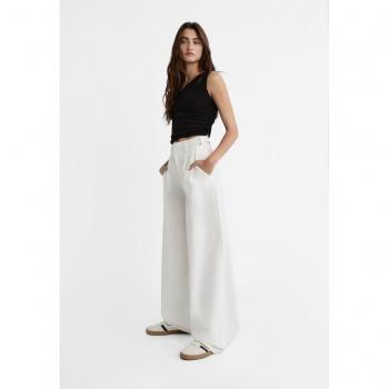Stradivarius Super Wide Trousers with Adjustable Waist in White