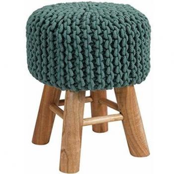 Taburete de punto de algodón azul Rendez-Vous Déco