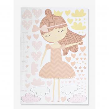 VERTBAUDET Pegatina medidor Princesa ROSA CLARO LISO CON MOTIVOS UNICA