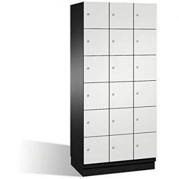 Armario de Compartimentos Bajo Llave C+P Cambio con 6 Departamentos, Puertas de Acero, Color Negro y Gris Claro, Medidas 900 mm