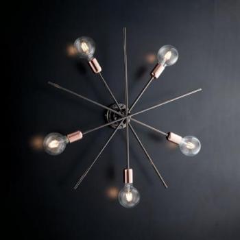 Plafón Moderno Floración Cromo Negro Cobre 5 Luces E27
