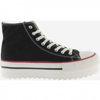 Zapatillas Victoria Tribu Doble Lona para Mujer en Color Negro con Logo Retro y Suela Dentada 1061121