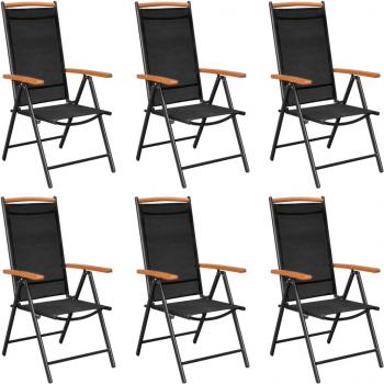 vidaXL Folding Garden Chairs 6 pcs Textilene Black