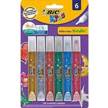 BIC Kids Glitter Glue Metallic Assorted Colours 6 Pack