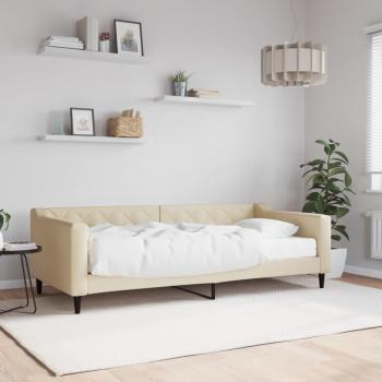 Sofá cama con colchón tela crema 90x200 cm Jinlefu vidaXL