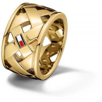 Anillo Clásico de Firma Tommy Hilfiger en Oro Laminado Tamaño N.5 (Tamaño 54)