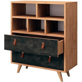 Mueble de Roble Oscuro WELLHOME con 100% Tablero Aglomerado Rechapado en Melamina