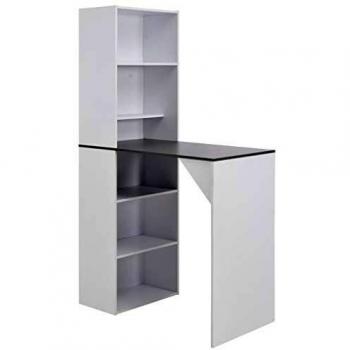 vidaXL Bar Table with Cabinet White 115x59x200 cm