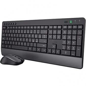 Set de Teclado y Ratón Inalámbrico Trust Trezo QWERTY Italiano, Diseño Sostenible, Silencioso, 2400 DPI, Duración de Batería de 48 Meses, Resistente