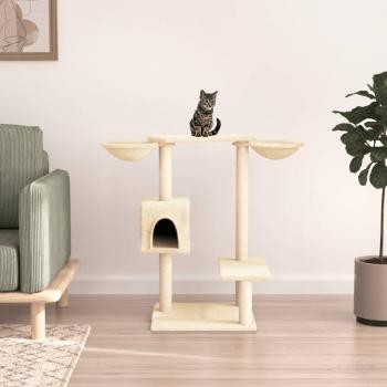 Rascador para Gatos con Postes para Rascar Color Crema 82 cm