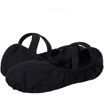 Zapatillas de Danza para niñas Zapatos de Ballet Lona elástica con Suela de Cuero Dividido Negro marrón Rosa