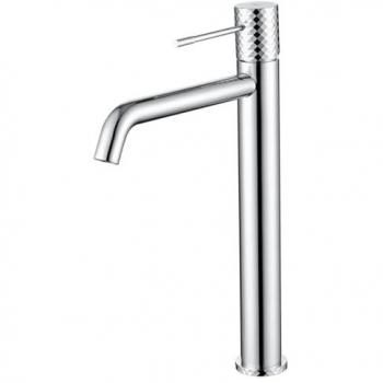Monomando lavabo alto Génova IMEX BDG053-3, acabado cromo, diseño moderno, altura adecuada para lavabos altos, fácil instalación, control de temperatura y caudal con una sola manija