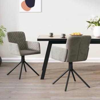 Swivel Dining Chairs Set of 2 Light Grey Velvet