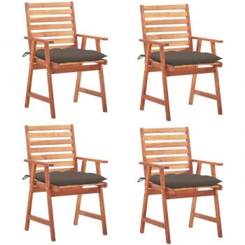 Outdoor Dining Chairs Set of 4 with Cushions Solid Acacia Wood