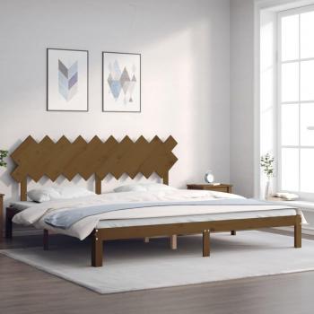 Cabecero de lana redonda con ámbar 200x200 cm en madera maciza marrón miel vidaXL