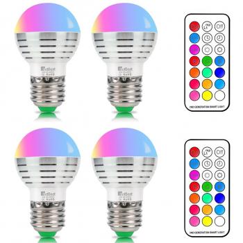 NetBoat Bombillas Led Colores, RGBW 3W E27 LED Colores Cambiantes Lampara, White and Color, Casa/ Decoración / Bar / Fiesta / KTV Ambiente Ambiance Iluminación, Pack of 4
