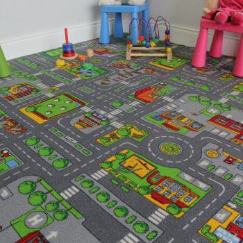 Tapete para niños - La ciudad del juego con calles 140cm x 200cm