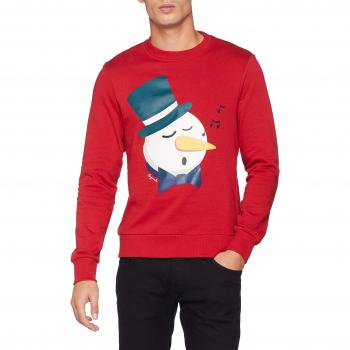 JACK & JONES Jorkritterxmas Sweat Crew Neck, suéter para Hombre, Rojo