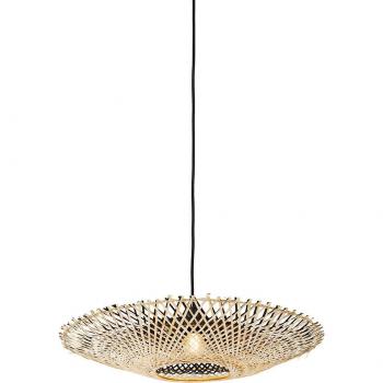 Lámpara colgante oriental de ratán y bambú 50 cm - Rina, E27, apta para LED, diseño natural