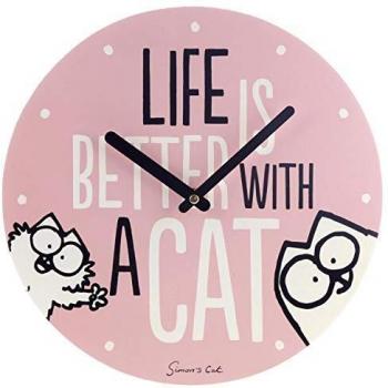 Pyramid Z890810 Simon'S Life is Better with A Cat - Reloj de Pared, Multicolor