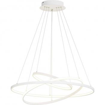 Lámpara colgante LED Ezana de Lucande, tres anillos, color blanco, material metal